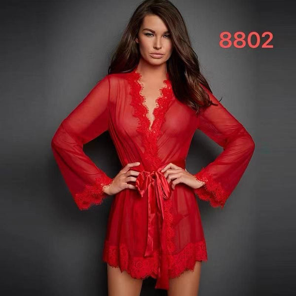 Elegant Red Silky Nighty with Lace – Sensual & Soft Sleepwear